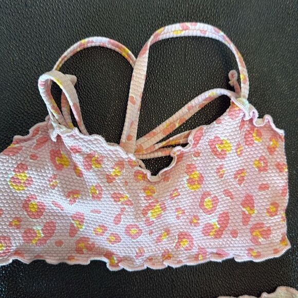 Art Class Leopard print Bikini set pink/yellow girl size 4/5 - Picture 2 of 8